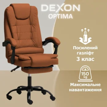 Комп’ютерне крісло до 150кг DEXON OPTIMA з екошкіри зручне посилене офісне крісло керівника директора для кабінету офісу будинку К