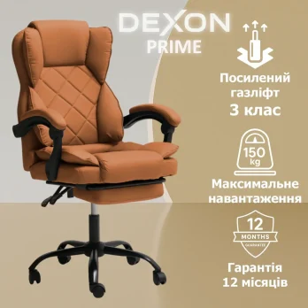 Комп’ютерне крісло до 150 кг DEXON PRIME з екошкіри зручне посилене офісне крісло керівника директора для кабінету офісу будинку К