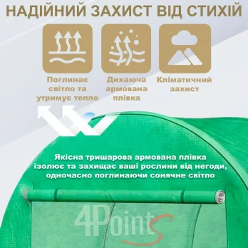 Брезент плівка для теплиці парника 4Points 10 м2 якісна 3-х шарова армована міцна армована міцна