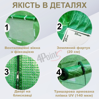 Брезент плівка для теплиці парника 4Points 10 м2 якісна 3-х шарова армована міцна армована міцна