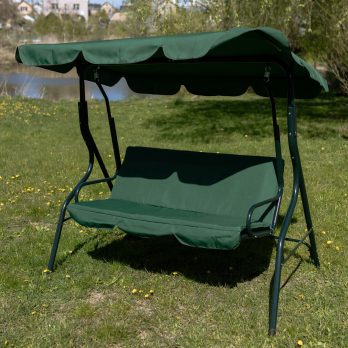 Гойдалка садова 4P Garden 180х110см посилена 3 х місцева металева з тентом з м’яким диваном для дачі саду саду будинку