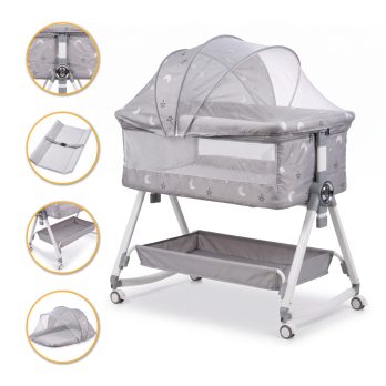 Дитяче ліжечко-трансформер LEOBRO Smart Crib Pro 5в1 Сіре (LB-1136)