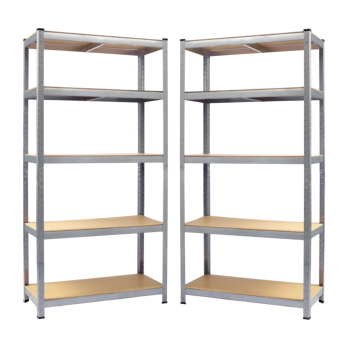 Комплект стелажів 2шт. 4Р StrongShelf 150X70X30см оцинкований 5 полиць МДФ загальне навантаження до 750кг для складу офіса квітів