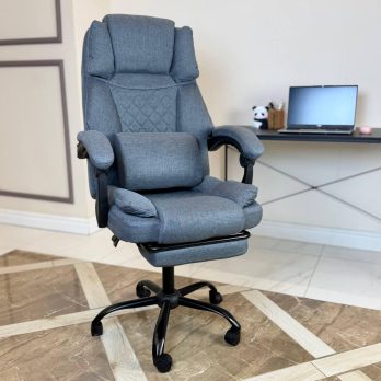 Комп’ютерне крісло з підставкою для ніг до 120кг DEXON ELITE з тканини зручне посилене офісне крісло керівника директора кабінет С
