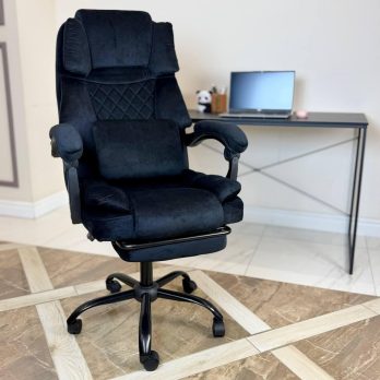 Комп’ютерне крісло з підставкою для ніг до 120кг DEXON SUPREME з велюру зручне посилене офісне крісло керівника директора Ч