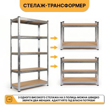 Стелаж LEOBRO Premium 150 х 70 х 30 см, 175кг/полиця, 5 полиць (LB-R112)